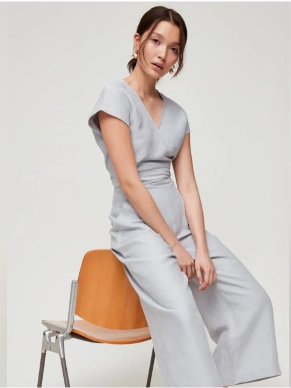 Wilfred Aritizia Brax Linen Tie Waist Jumpsuit Size 6